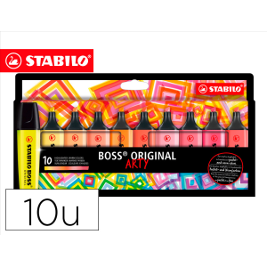 Rotulador stabilo boss fluorescente 70 arty line colores calidos estuche carton de 10 unidades colores