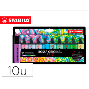 Rotulador stabilo boss fluorescente 70 arty line colores frios estuche carton de 10 unidades colores