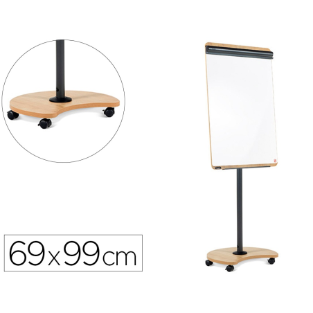 Pizarra blanca rocada gama natural movil lacada magnetica con 2 brazos abatibles 69x99 cm