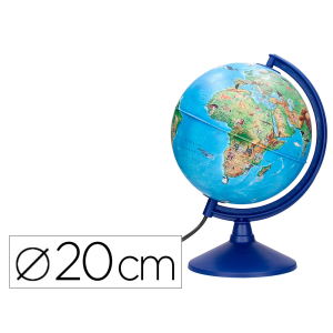 Globo terraqueo liderpapel con luz fisico y politico con animales diametro 20 cm