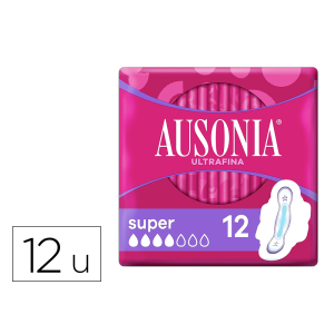Compresa ausonia ultrafina super con alas caja de 12 unidades