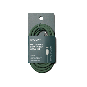 Cable groovy usb 2.0 tipo c a tipo c longitud 1 mt silicona color verde salvia