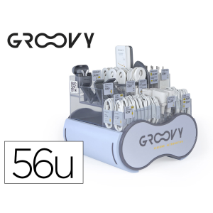 Expositor de cables cargadores y complementos de telefonia groovy contiene 56 piezas surtidas