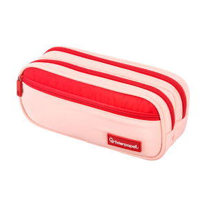 Estuche portatodo liderpapel duo 3 cremalleras con bolsillofrontal rosa 220x90x70 mm