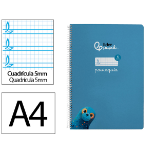 Cuaderno espiral liderpapel a4 pautaguia tapa dura 80h 90gr cuadro pautado 5mm color azul