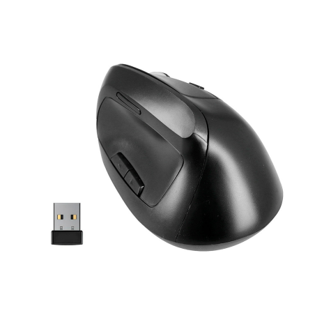 Raton q-connect optico inalambrico ergonomico vertical dpi 800/1200/1600 bateria recargable negro