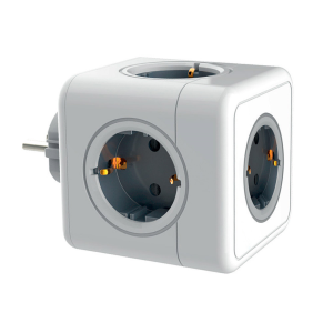 Regleta q-connect de cubo enchufe multiple power cube 5 en 1 directo a pared 5 tomas de corriente 75x75x112mm