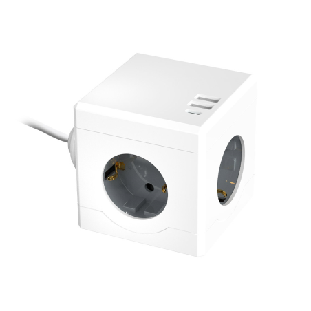Regleta q-connect de cubo enchufe multiple power cube 6 en 1 cable de 1,4mt 3 tomas de corriente+2 usb+1 usb c