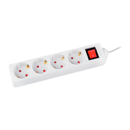 Regleta q-connect 4 tomas de corriente con interruptor longitud cable 1,5 mt color blanco