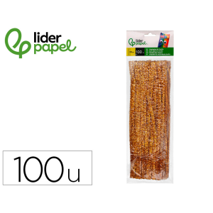 Limpiapipas de chenilla liderpapel 30 cm color oro bolsa de 100 unidades