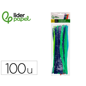 Limpiapipas de chenilla liderpapel 30 cm colores mate surtidos bolsa de 100 unidades