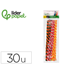 Limpiapipas de chenilla liderpapel 30 cm dos colores mate surtidos bolsa de 30 unidades