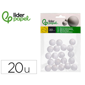 Figura de espuma blanca liderpapel bola de 2 cm bolsa con 20 unidades