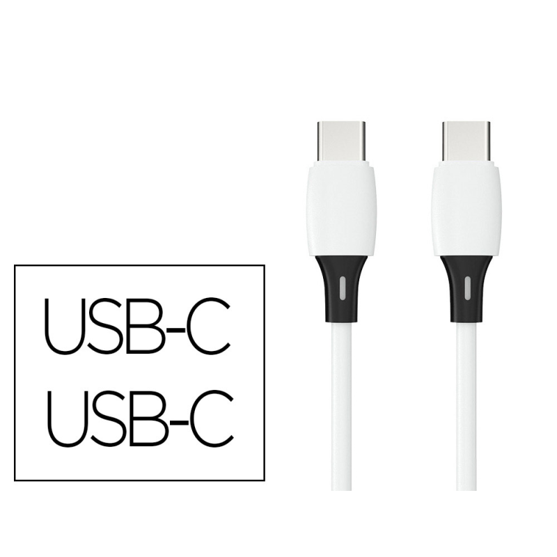 Cable usb-c a usb-c q-connect pvc longitud 2m blanco