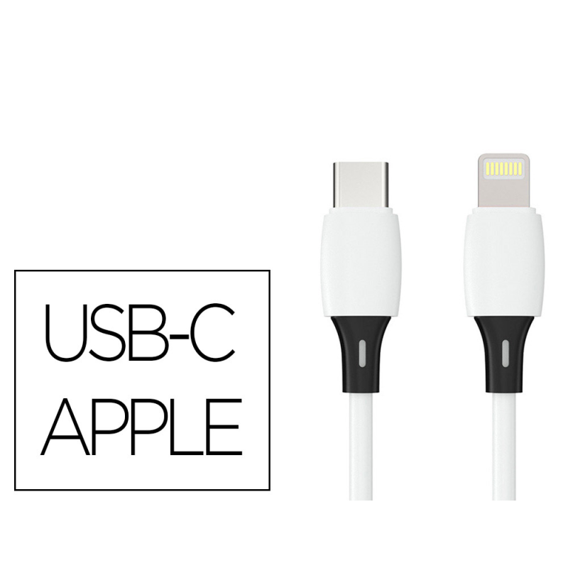 Cable usb-c a apple lightning q-connect pvc longitud 2m blanco