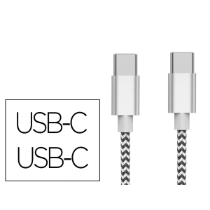 Cable usb-c a usb-c q-connect nailon longitud 1m blanco