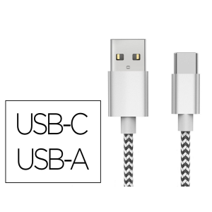 Cable usb-c a usb-a q-connect nailon longitud 1m blanco