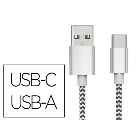 Cable usb-c a usb-a q-connect nailon longitud 1m blanco