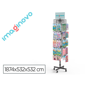 Pegatinas imaginovo expositor metalico giratorio con 40 ganchos ajustables surtido cerrado 630 uds 1874x532x532