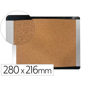 Pizarra corcho bi-office inka reciclado marco de aluminio y laterales plastico negro 280x216 mm