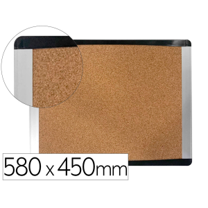 Pizarra corcho bi-office inka reciclado marco de aluminio y laterales plastico negro 580x450 mm