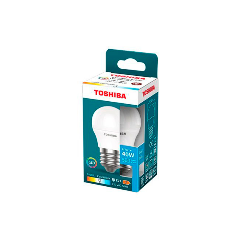 Bombilla led toshiba essential g45 e27 4.7w luz fria 6500k