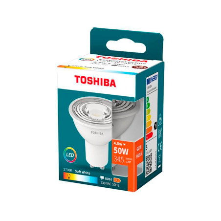 Foco led toshiba essential gu10 4.5w luz calida 2700k