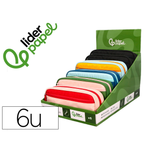 Estuche portatodo liderpapel duo 3 cremalleras con bolsillo frontal 220x90x50 mm