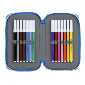 Plumier escolar safta r.c.d. español doble cremallera 28 piezas 125x40x195 mm