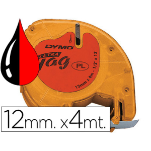 Cinta dymo 12mmx4mt -negro/rojo para maquina letratag