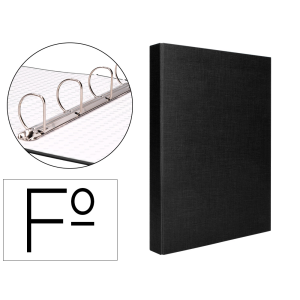 Carpeta de 4 anillas 40mm mixtas liderpapel folio carton forrado paper coat negra