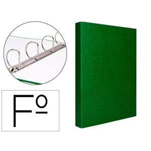Carpeta de 4 anillas 40mm mixtas liderpapel folio carton forrado paper coat verde