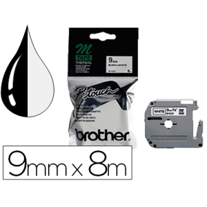 Cinta brother mk-221 blanco-negro 9mm longitud 8 mt
