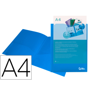 Carpeta liderpapel dossier dos bolsas canguro 45682 polipropileno din a4 azul