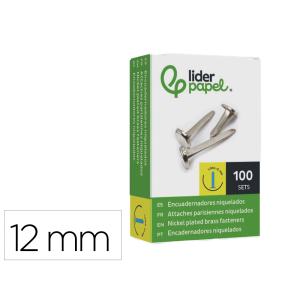 Encuadernadores liderpapel niquelados n.0 12 mm caja de 100 unidades