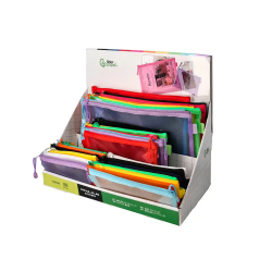 Bolsa zipper bag liderpapel poliester transpirable multiusos expositor de 40 unidades tamaños y colores