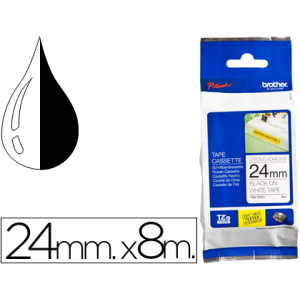 Cinta brother tzes251 blanco-negro 24mm longitud 8 mt superadhesiva