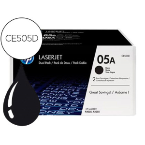 Toner hp 05a laserjet p2033 / 2035 / 2036 / 2037 / 2054 / 2055 / 2056 / 2057 negro pack de 2 unidades 2.300 pag