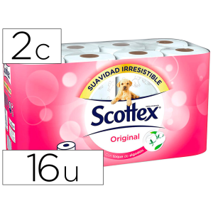 Papel higienico scottex original 2 capas paquete de 16 rollos 17,7 m