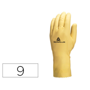 Guantes deltaplus de latex natural especial para trabajosde limpieza en general antialergicos talla 9
