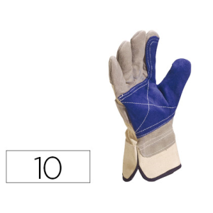Guantes deltaplus docker serraje vacuno reforzado ideal para trabajos intensivo color gris-azul talla 10