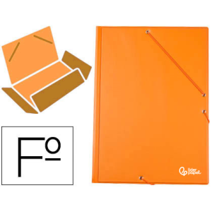 Carpeta liderpapel gomas tres solapas carton forrado pvc folio color naranja