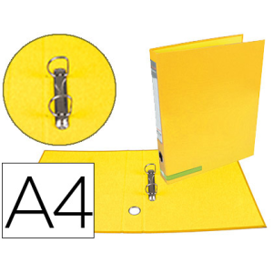 Carpeta de 2 anillas 25 mm mixtas liderpapel a4 forrado color system con ollao y tarjetero amarillo