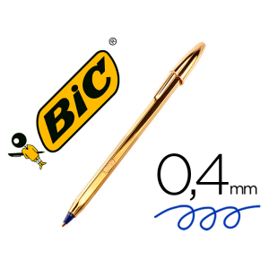 Boligrafo bic cristal celebration oro tinta azul unidad