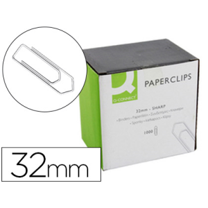 Clips niquelados q-connect 32 mm caja de 1000 unidades