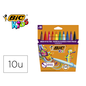 Rotulador bic kids visaquarelle estuche de 10 colores punta pincel tinta base de agua