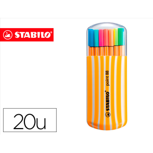 Rotulador stabilo punta de fibra point 88 zebrui estuche de 20 unidades colores neon surtidos