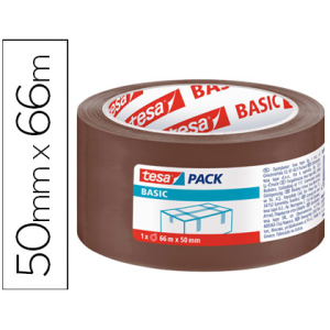 Cinta adhesiva tesa marron basic 66 mt x 50 mm para embalaje