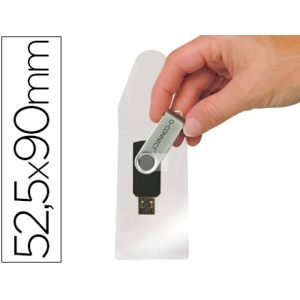 Funda autoadhesiva q-connect para memorias usb capacidad para 10 unidades 52,5x 90 mm