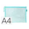 Bolsa zipper bag liderpapel poliester transpirable multiusos din a4 azul pastel
